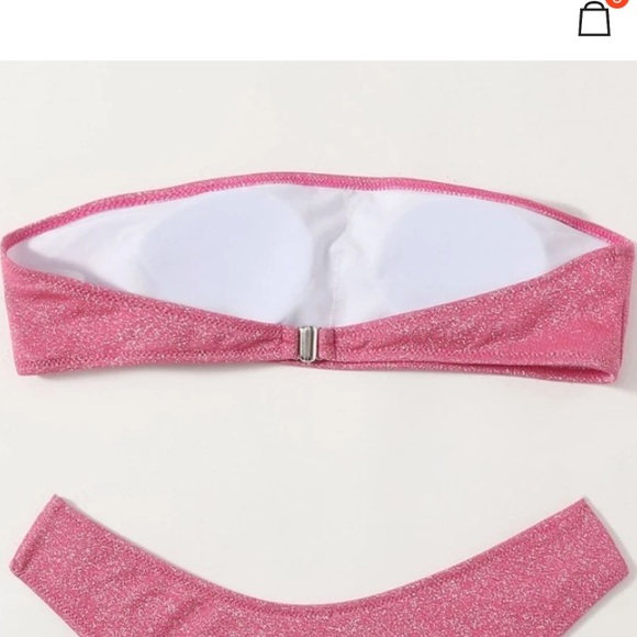 NWOT shein medium pink sparkly bandeau bikini top - Picture 5 of 5